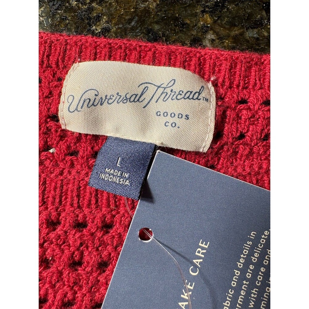 Universal Thread Womens Crochet Knit Tank Top Flutter Sleeve Red Size L - Picture 7 of 8